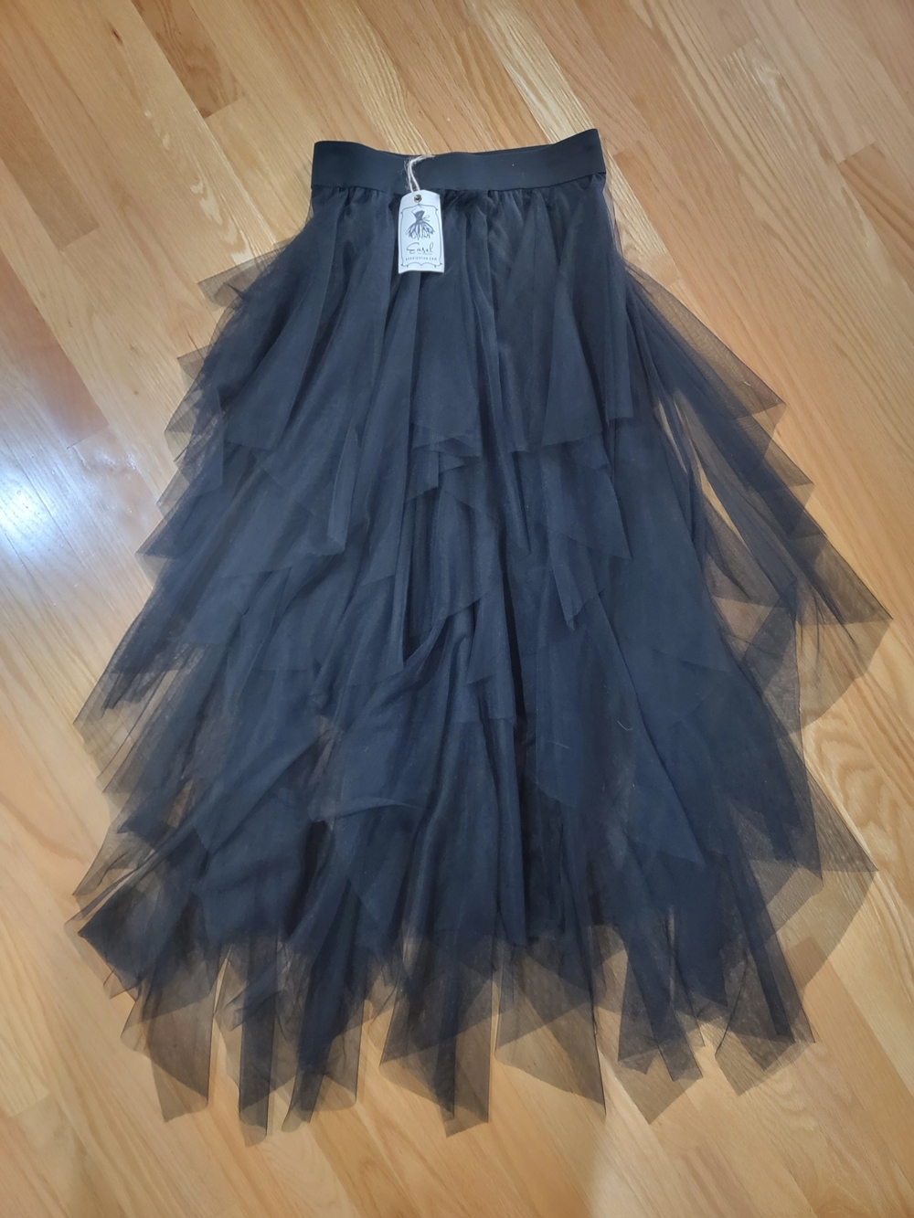 Easel Black Layered Maxi Tulle Skirt with Lining
